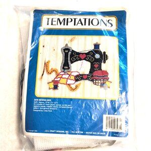 Vtg 90s Temptations Plastic Needlepoint Kit #3235 Sewing Bee 15x12.5" NO NEEDLE